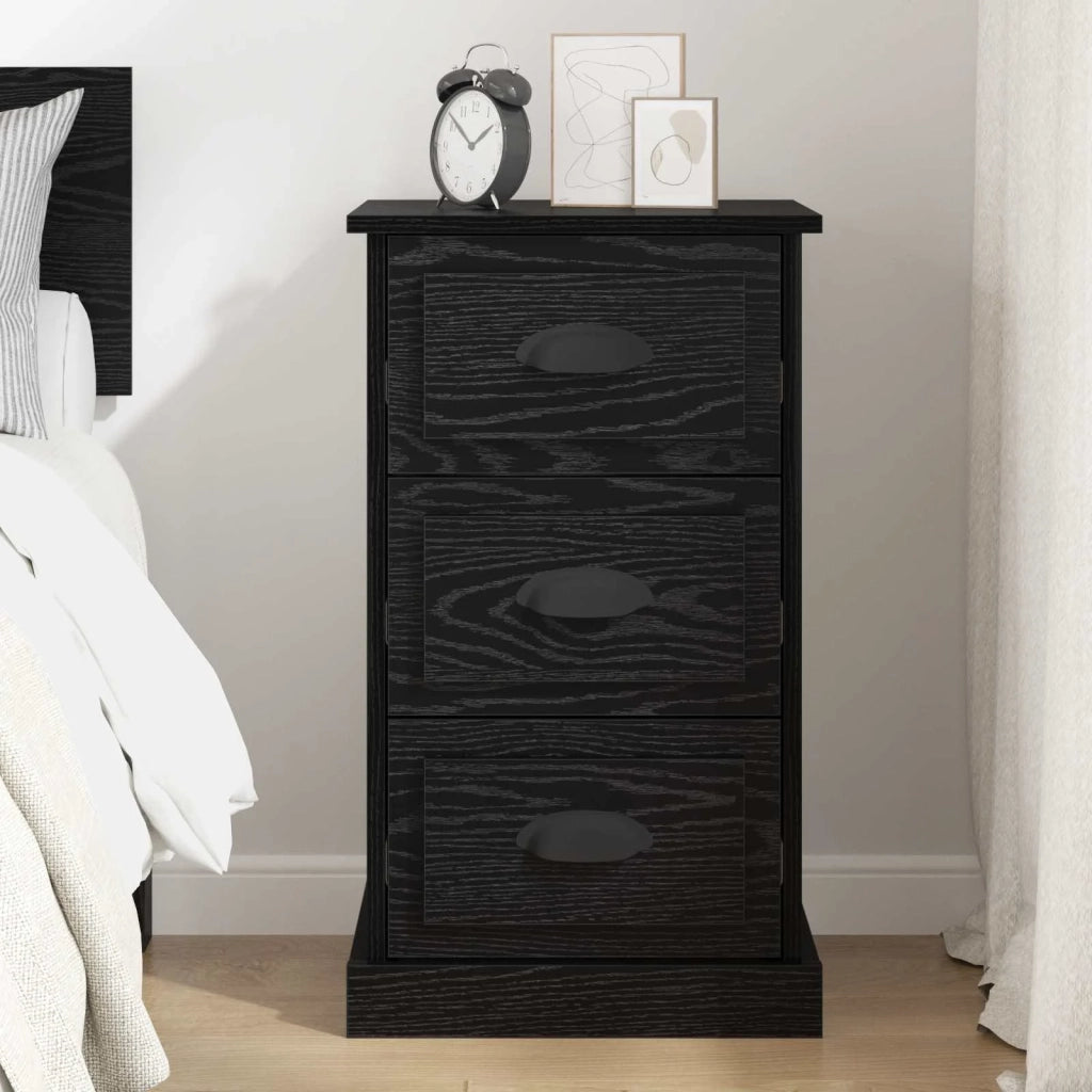 Comodino | Armadio da Notte | Mobiletto da notte con cassetto Rovere Nero 39 x 39 x 67,5 cm