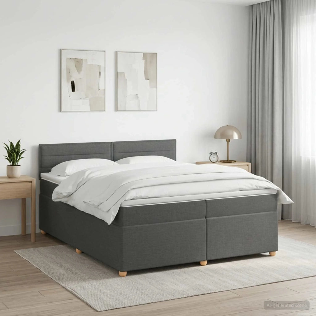 Letto box spring con materasso Grigio Scuro 200 x 200 cm 3452493
