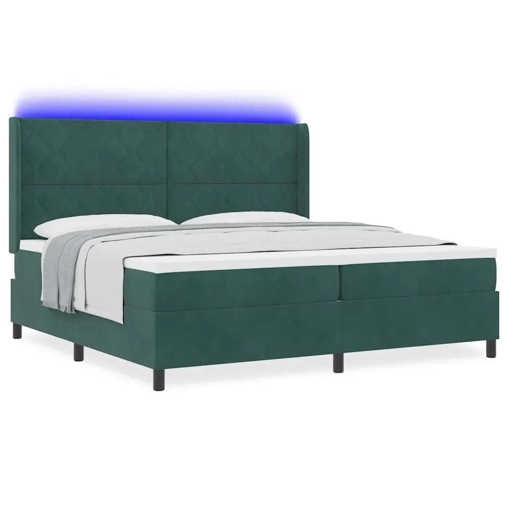 Letto con Box Springs LED e Materasso Verde Scuro 200 x 200 cm 3343943