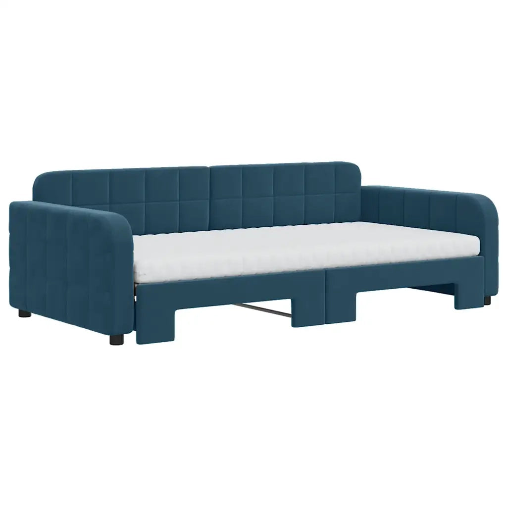 Divano Letto Estraibile con Materassi Blu 100x200 cm Velluto 3196959