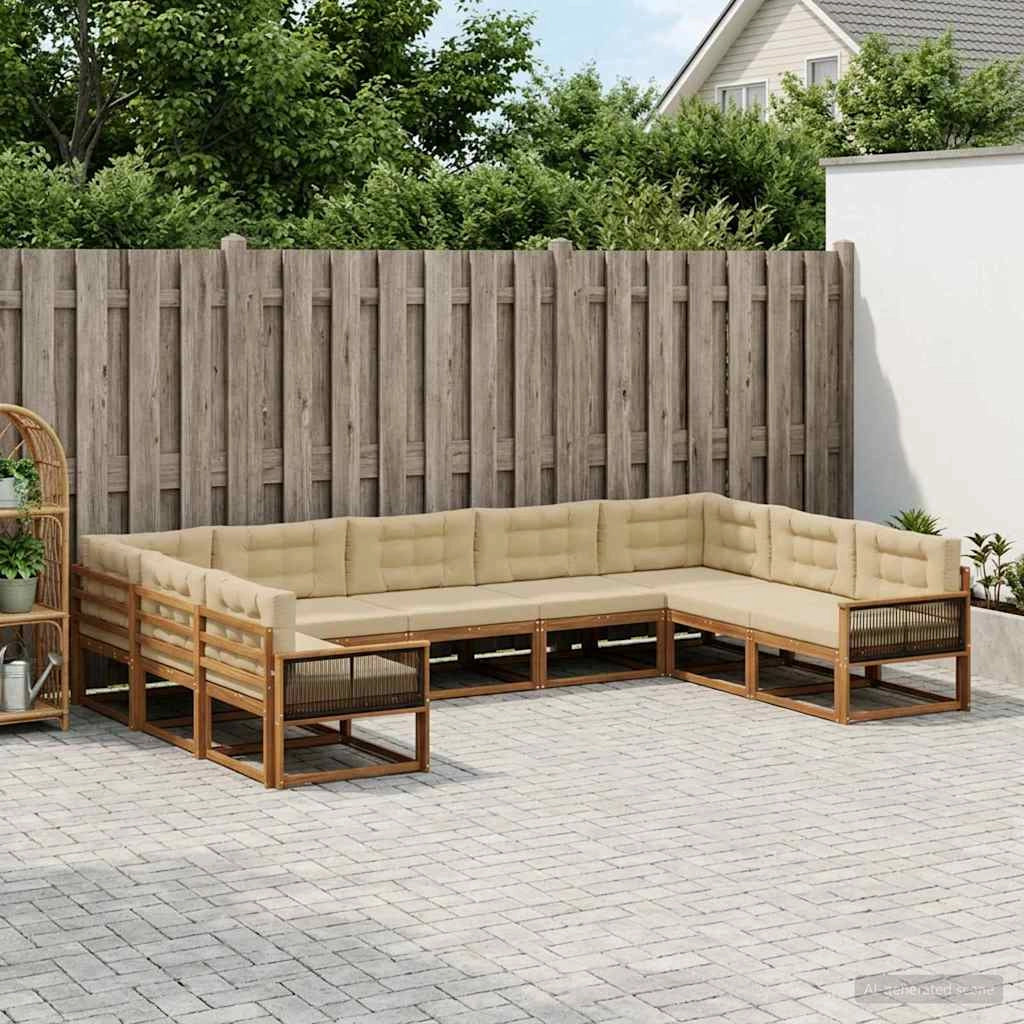 Set di divani da esterno 9 pz Naturale e Beige 3382886