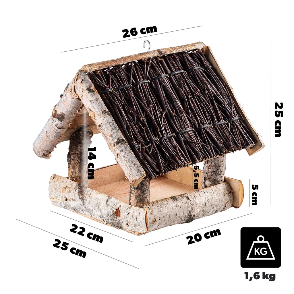 KADAX Grande mangiatoia per uccelli in legno da appendere, decorazione da giardino.