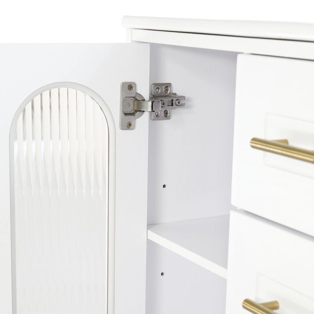 Mobile sottolavabo da bagno con 2 cassetti 2 armadietti LED e lavabo ceramica bianco 76 × 46 × 55 cm
