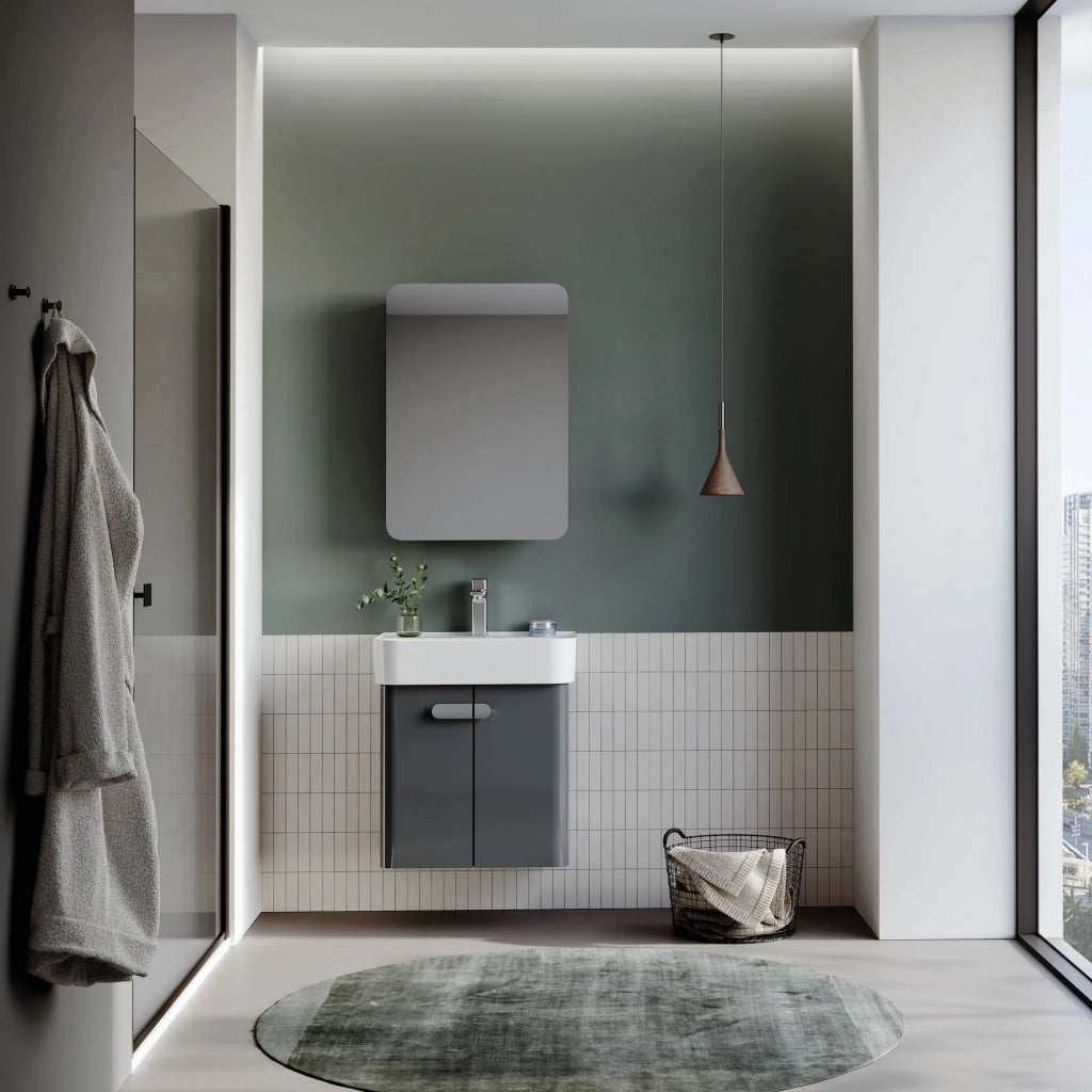 Mobile da bagno con specchio "Orbit 50" - 50 x 16 x 71 cm - Antracite