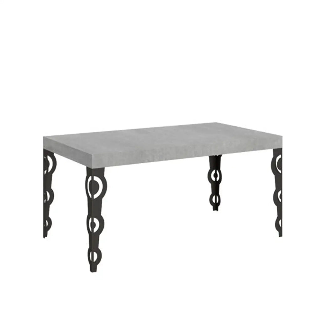 Tavolo allungabile 160/420x90 cm Karamay colore cemento gambe antracite