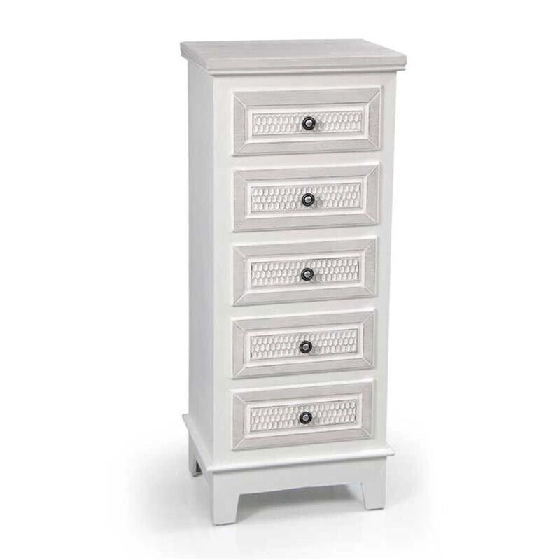 ELEGANT CASSETTIERA A 5 CASSETTI 40 X 30 X 96 CM COLORE BIANCO