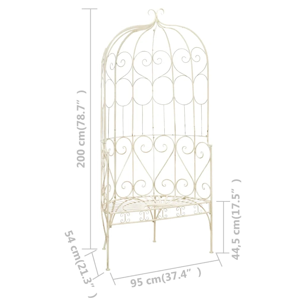 Panca da giardino mobili da esterno terrazza 95 x 54 x 200 cm latta antica 02_0011335