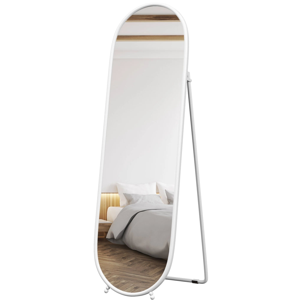 Specchio da Parete Ovale con Cornice in Metallo ¨C zephmum ¨C Bianco 40x4x160 cm