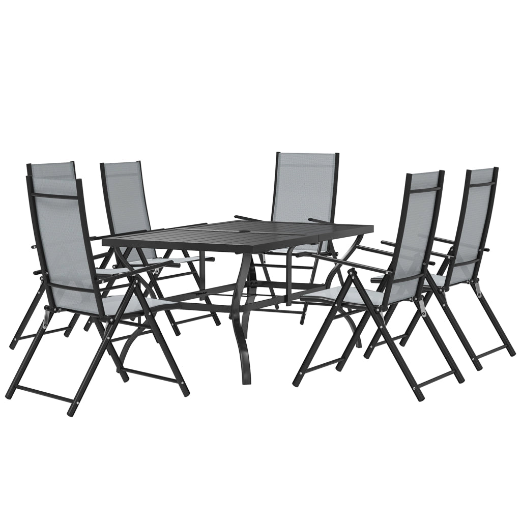 Set da Giardino 7 Pezzi con Tavolo e Sedie Pieghevoli ¨C zephmum ¨C Grigio
