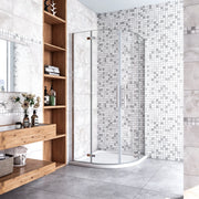 80x80x195 cm Box Doccia Semicircolare Porte Battenti e Ante Pieghevoli in Vetro Temperato 6mm Anticalcare Trasparente Profilo Cromo Lucido