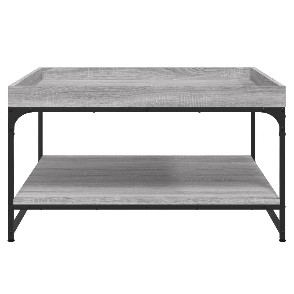 Tavolino Grigio Sonoma 80x80x45 cm in Legno Multistrato e Ferro 832816