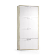 Mobile Portascarpe Adeindein, Scarpiera 24 Paia Made in Italy, 67x28x147h cm Bianco