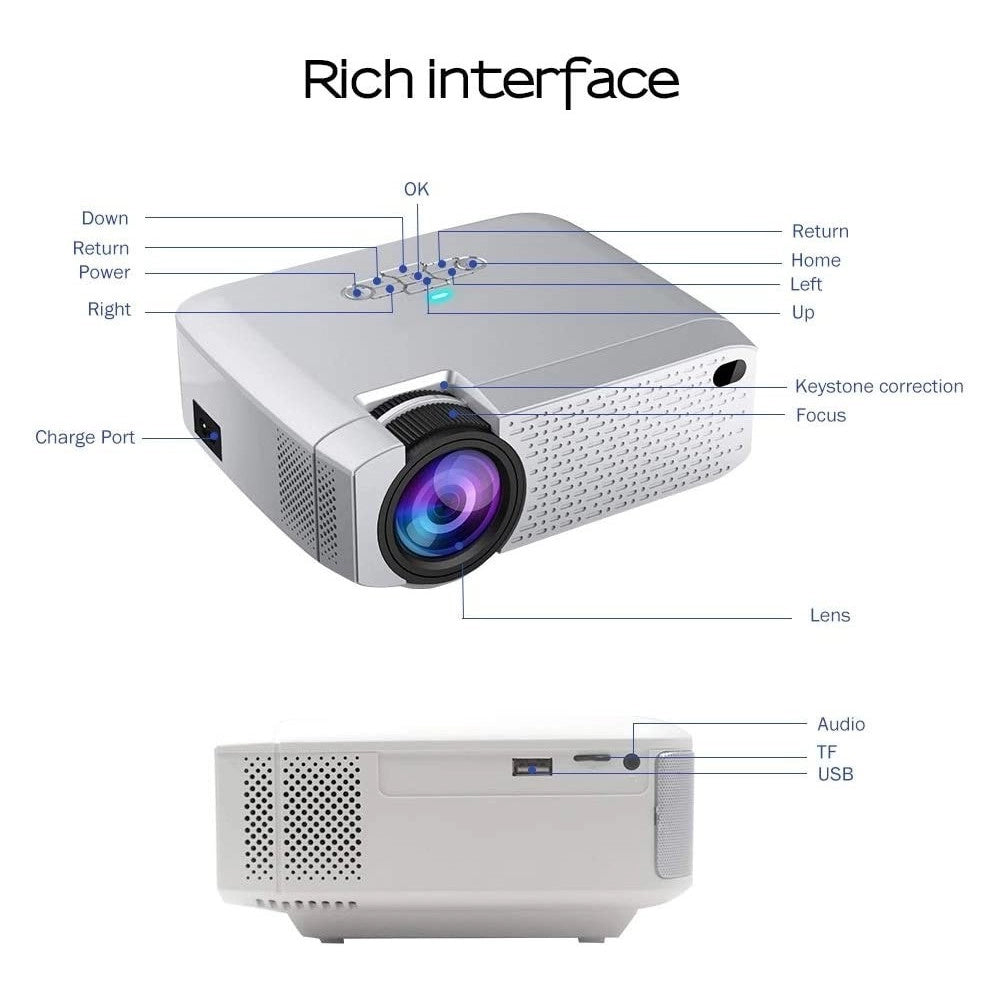 Trade Shop - Proiettore Wifi Led Proiezione 36-150 Pollici 5600 Lumen Usb Hdmi Vga Sd Q-a16b -