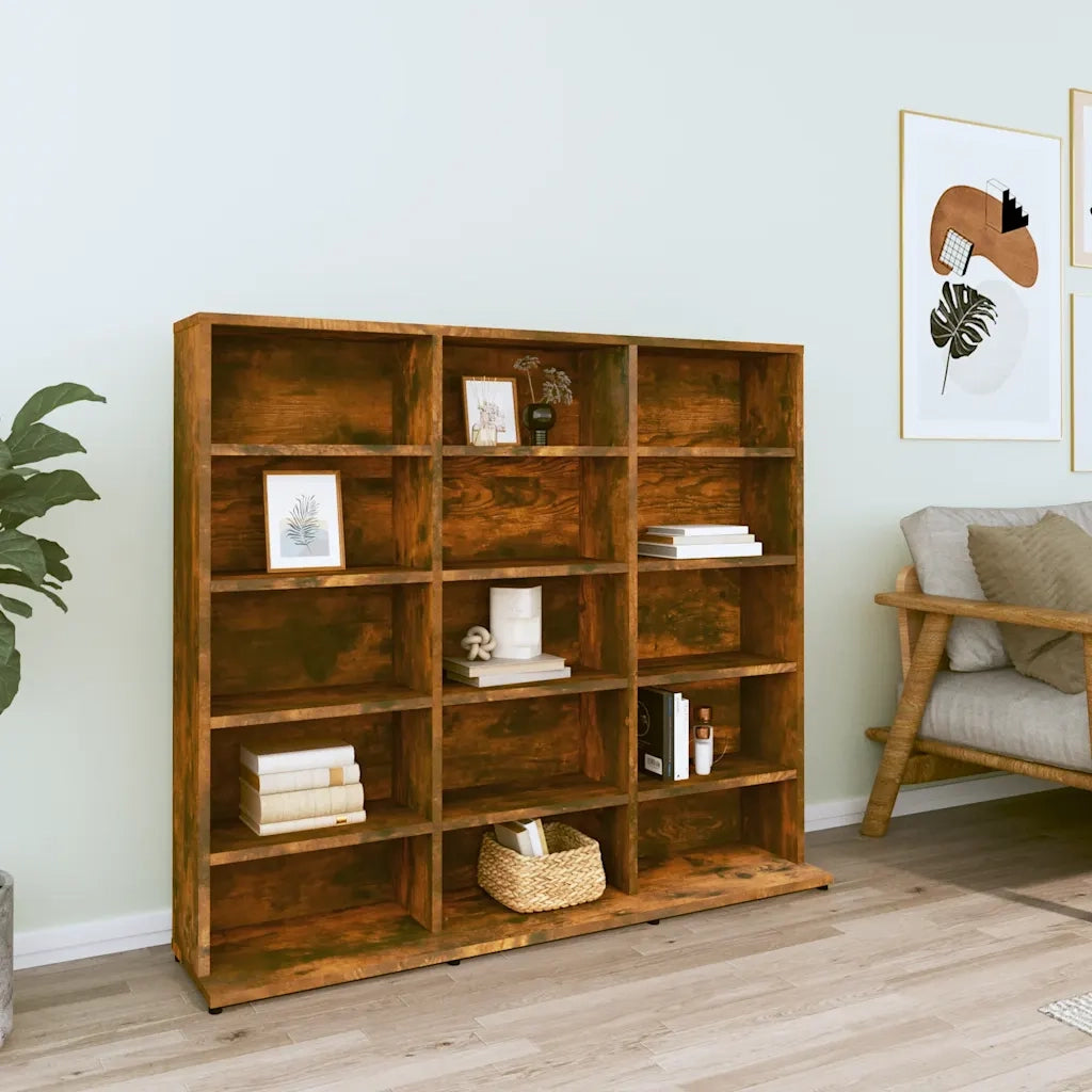 Mobile Porta CD Rovere Fumo 100x23x89,5 cm in Legno Multistrato 815483