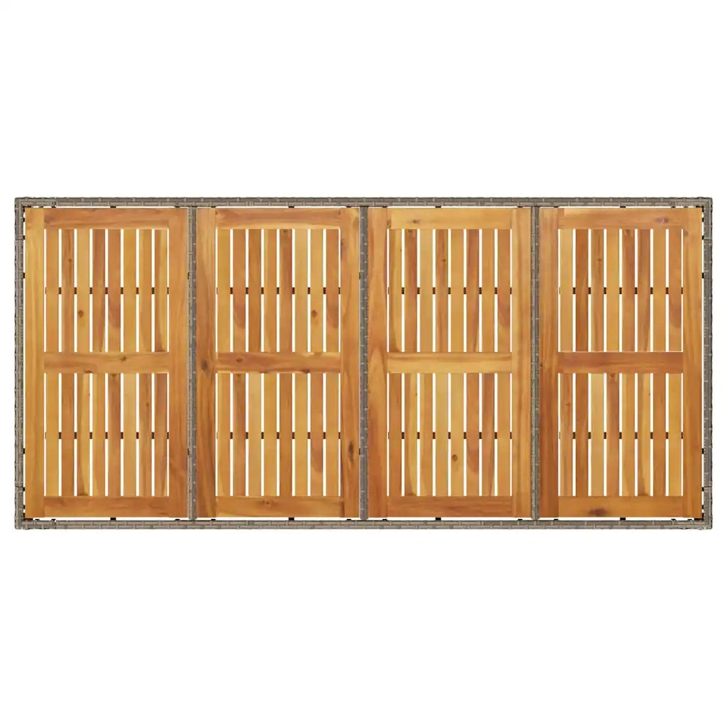Tavolo Giardino Piano Legno Acacia Grigio 190x90x75 Polyrattan