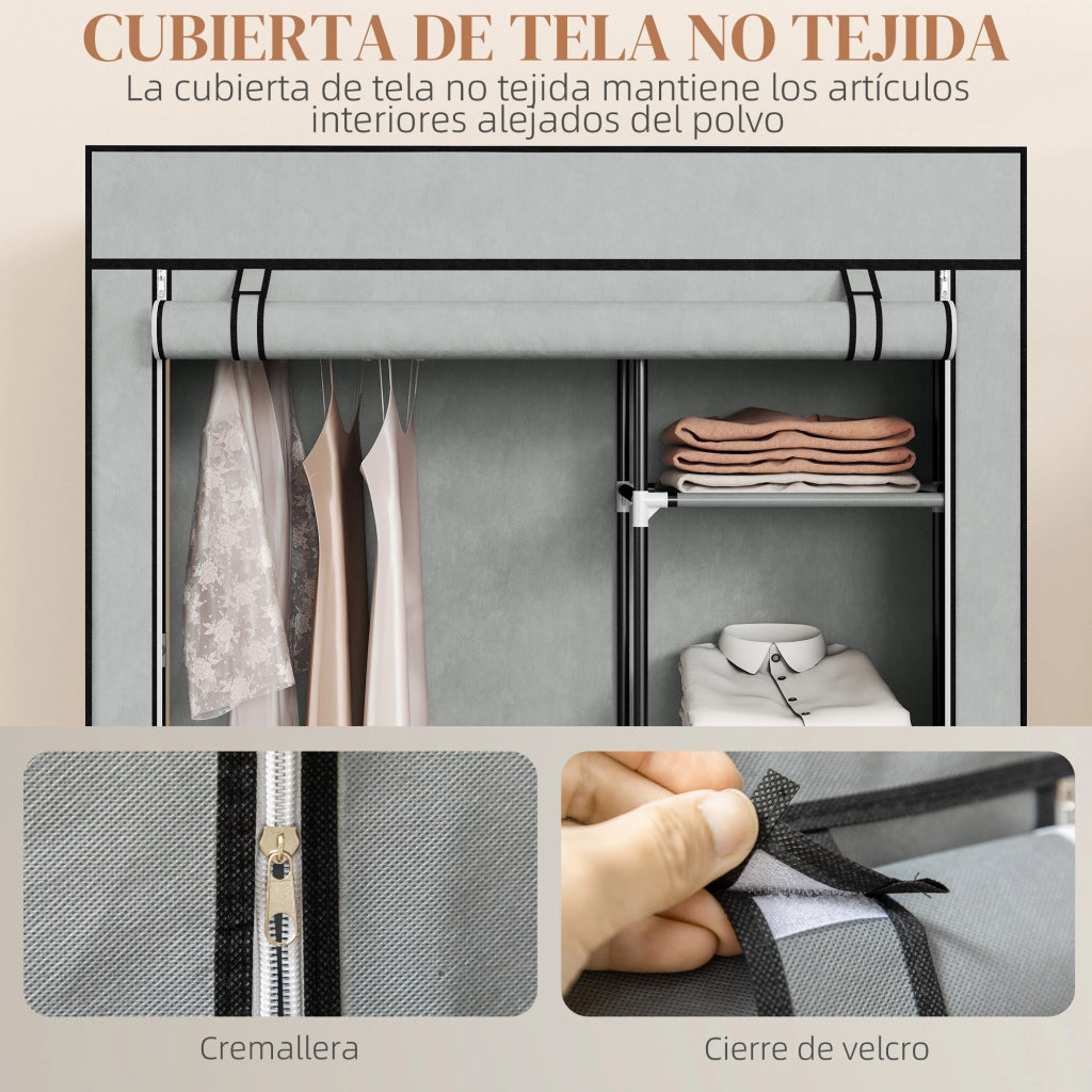 Armadio Pieghevole in Tessuto con 6 Ripiani e Appendiabiti ¨C zephmum ¨C 103x43x162.5cm Grigio