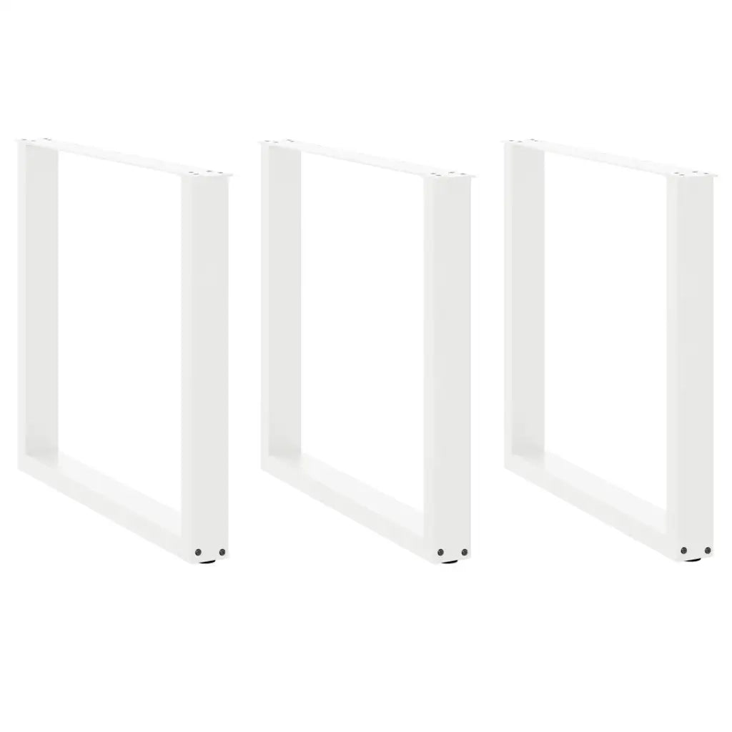 Gambe per tavolo da pranzo a forma di U 3 pz bianche 90x(72-73) cm in acciaio