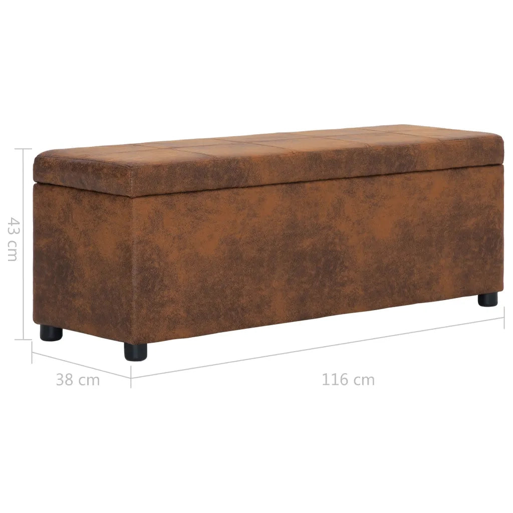 Panca Vano Portaoggetti 116 cm Marrone Similpelle Scamosciata