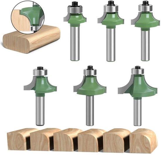 Set di fresatura a 6 teste rotonde, punta di fresatura in carburo di wolfram lavorata a precisione, fresatrice con manico, adatta per fresatrici da tavolo e manuale.
