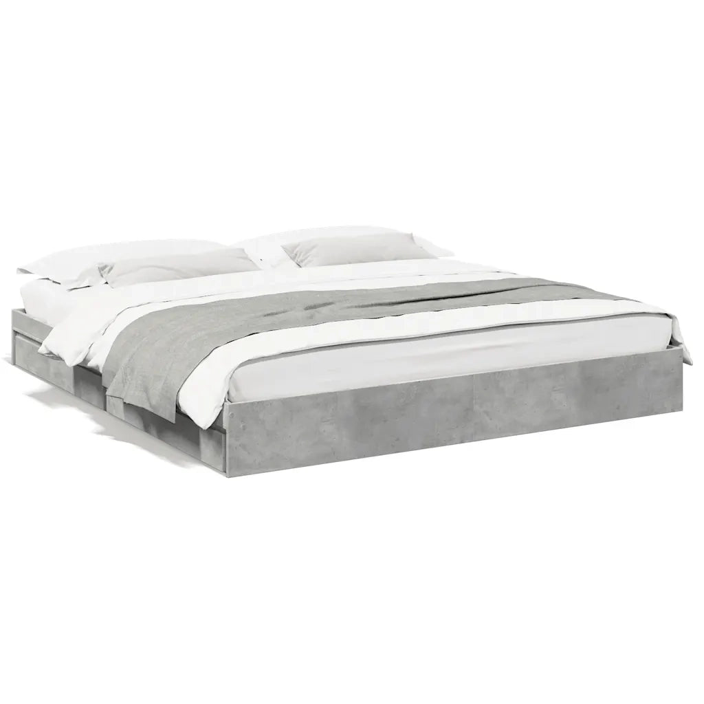 Giroletto Cassetti Grigio Cemento 180x200 cm Legno Multistrato