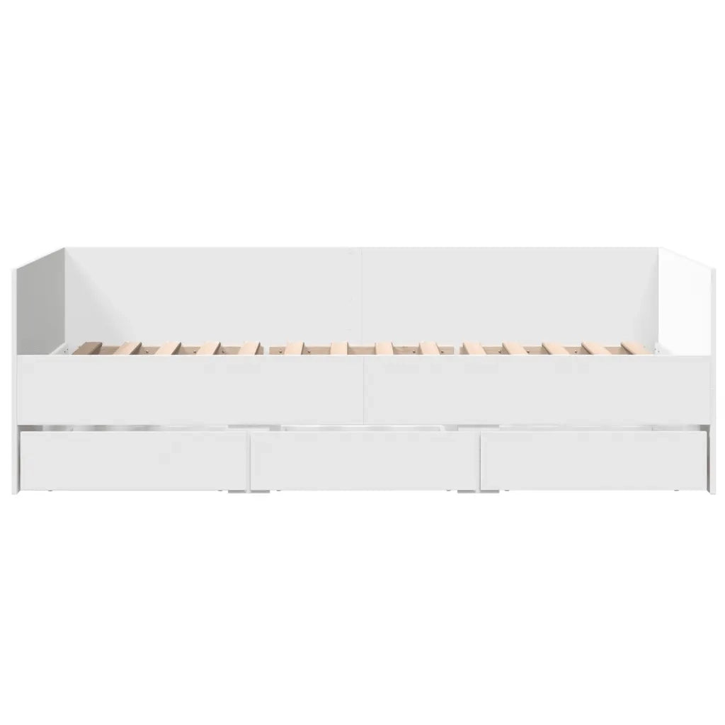 Divano Letto con Cassetti senza Materasso Bianco 100x200 cm 3280811