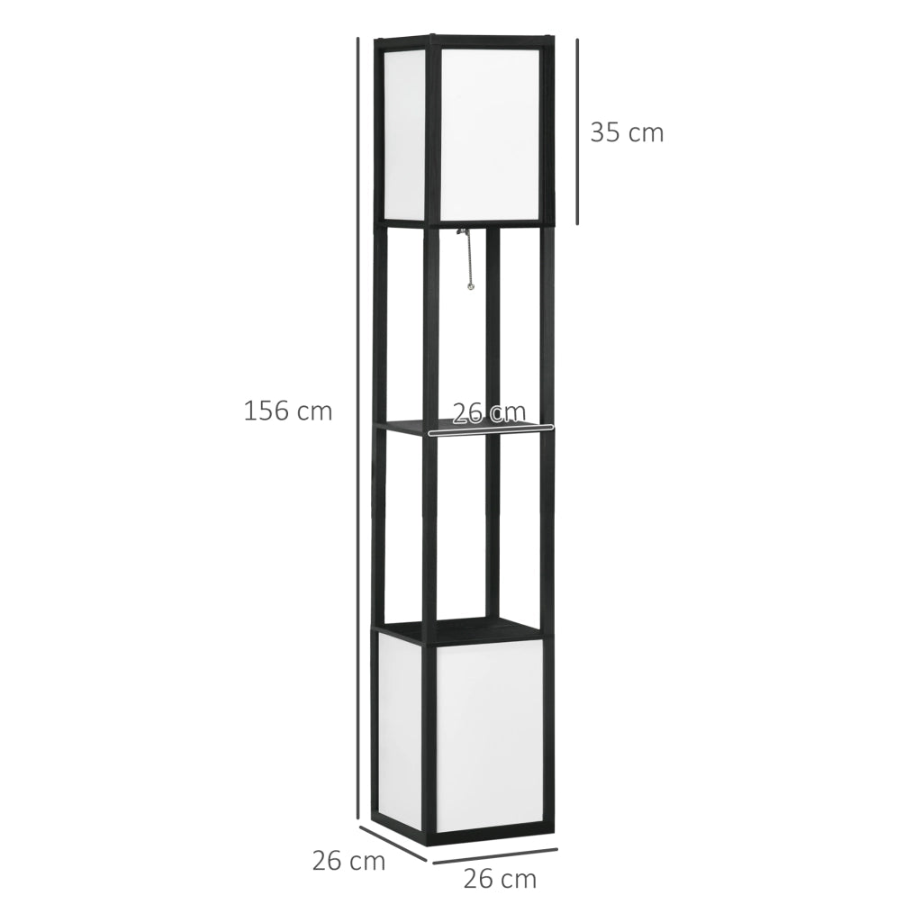 Lampada da terra con mensola ¨C Zephmum ¨C Nero e Bianco 26x26x156 cm