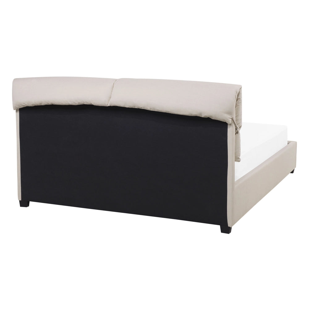 Letto ad acqua imbottito color crema con doghe in legno 140 x 200 cm stile classico elegante