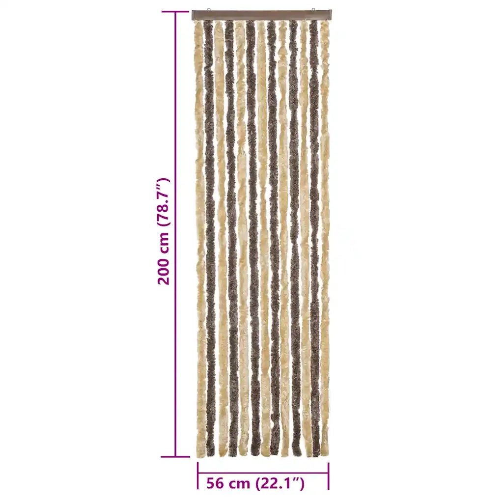 Tenda Antimosche Marrone Scuro e Beige 56x200 cm in Ciniglia CFW3927757