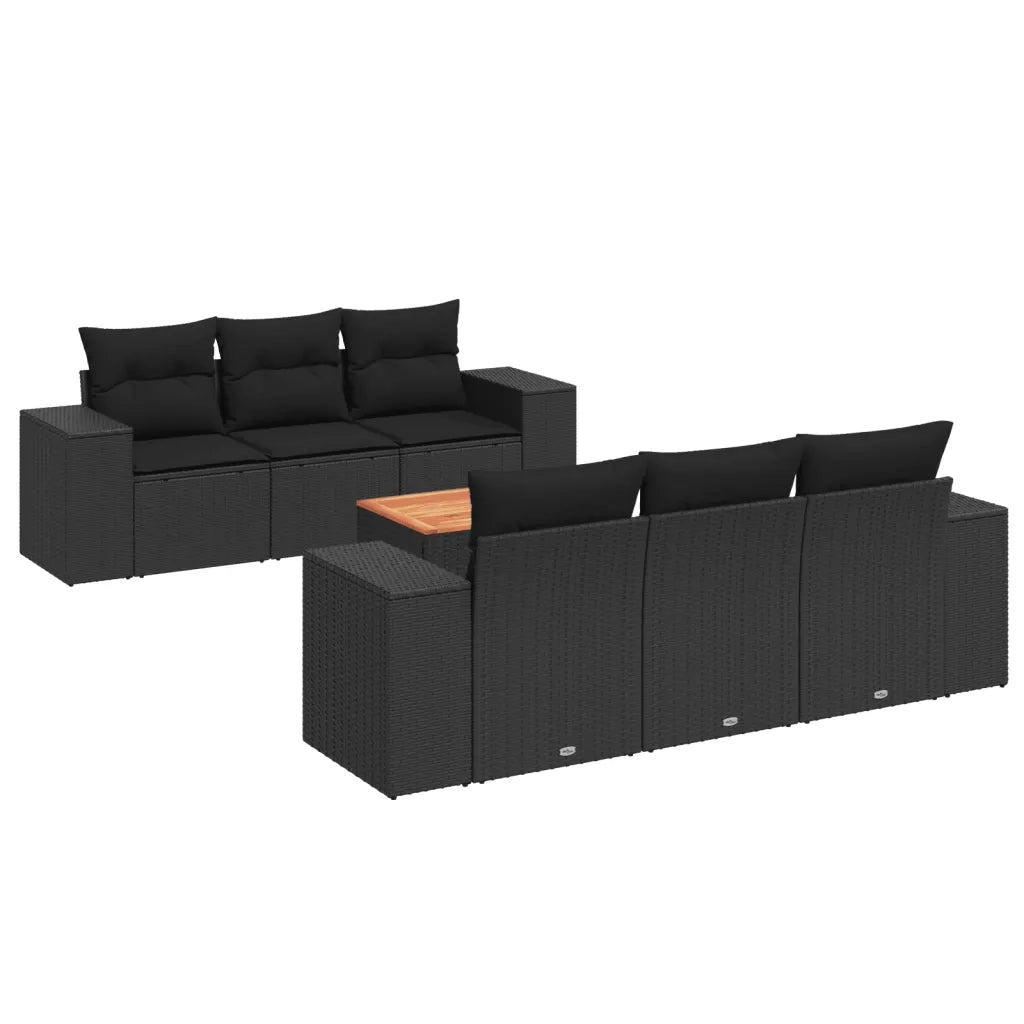 Set Divani da Giardino con Cuscini 7pz Nero Polyrattan 3257665