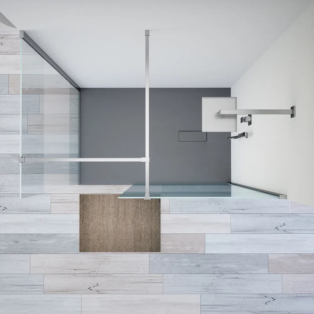 Doppia parete doccia walk-in 80x60cm con supporto a T vetro 8mm opaco anticalcare h200 | Lazaros