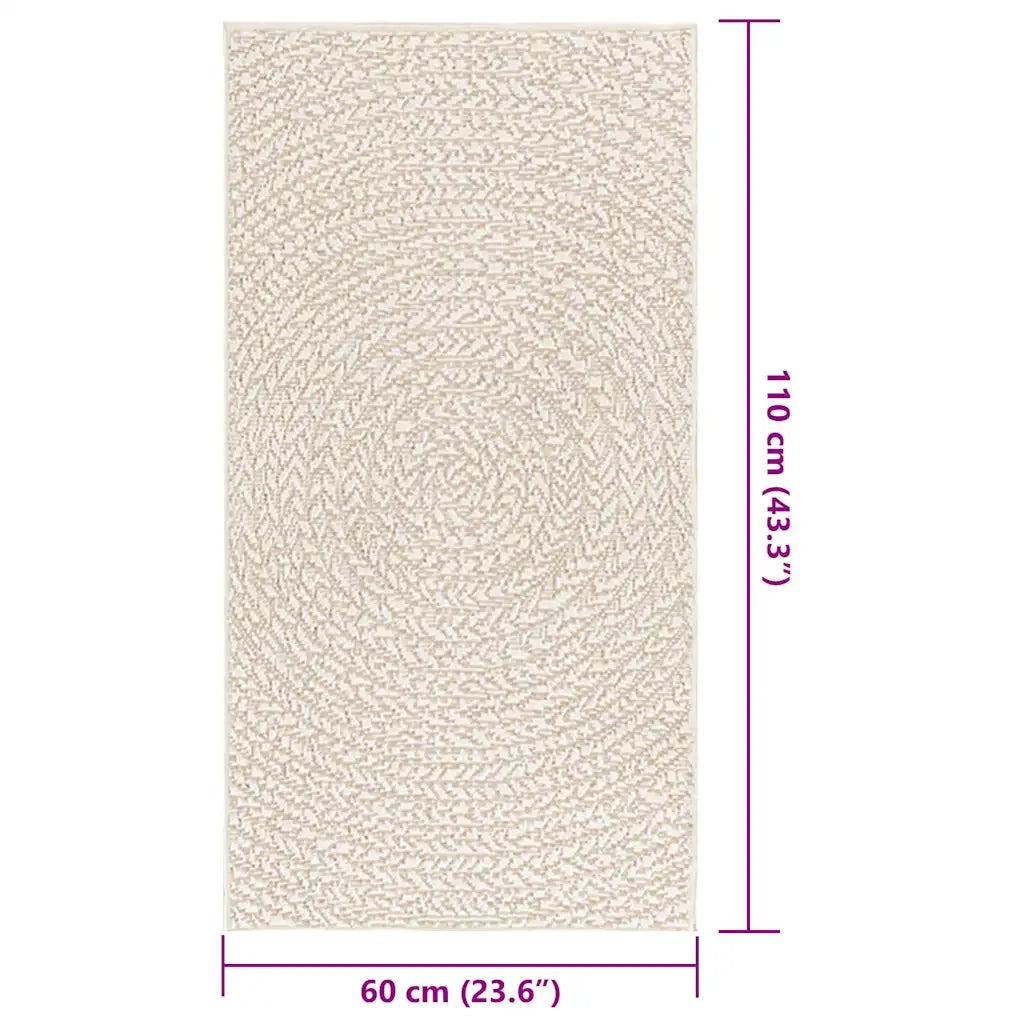 Tappeto ZIZUR Crema 60x110 cm Aspetto Iuta Interni ed Esterni