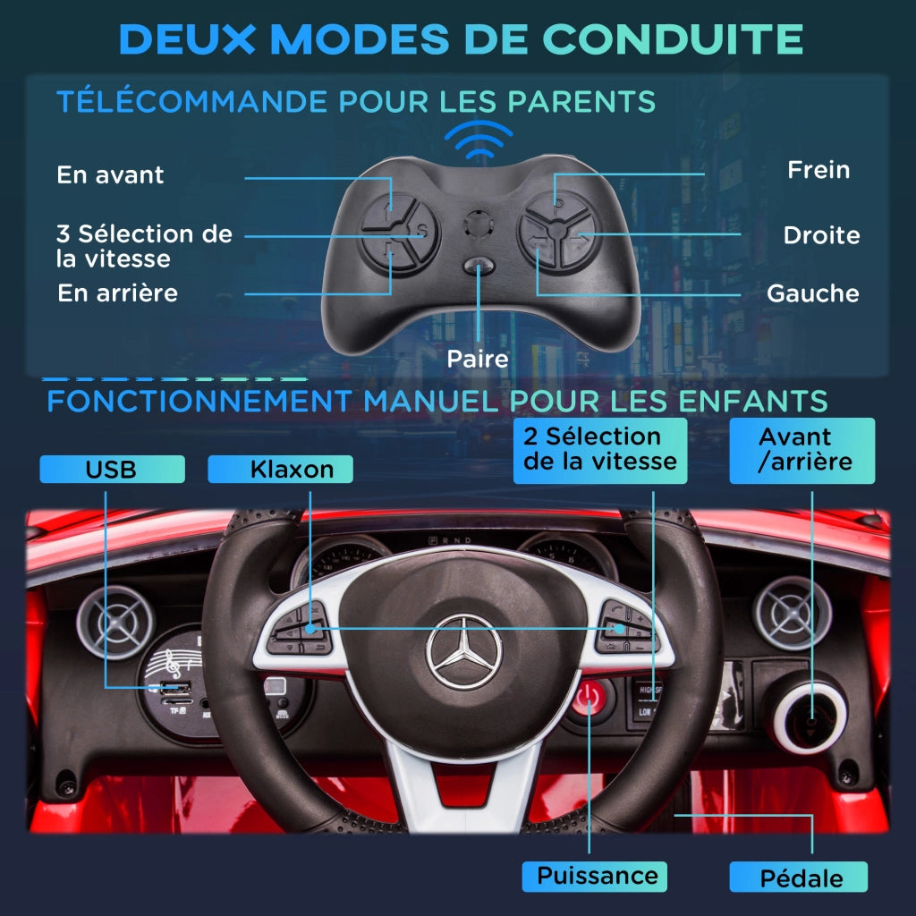 Automobile elettrica per bambini Mercedes SLC 300 ¨C zephmum ¨C 12V, telecomando, rosso