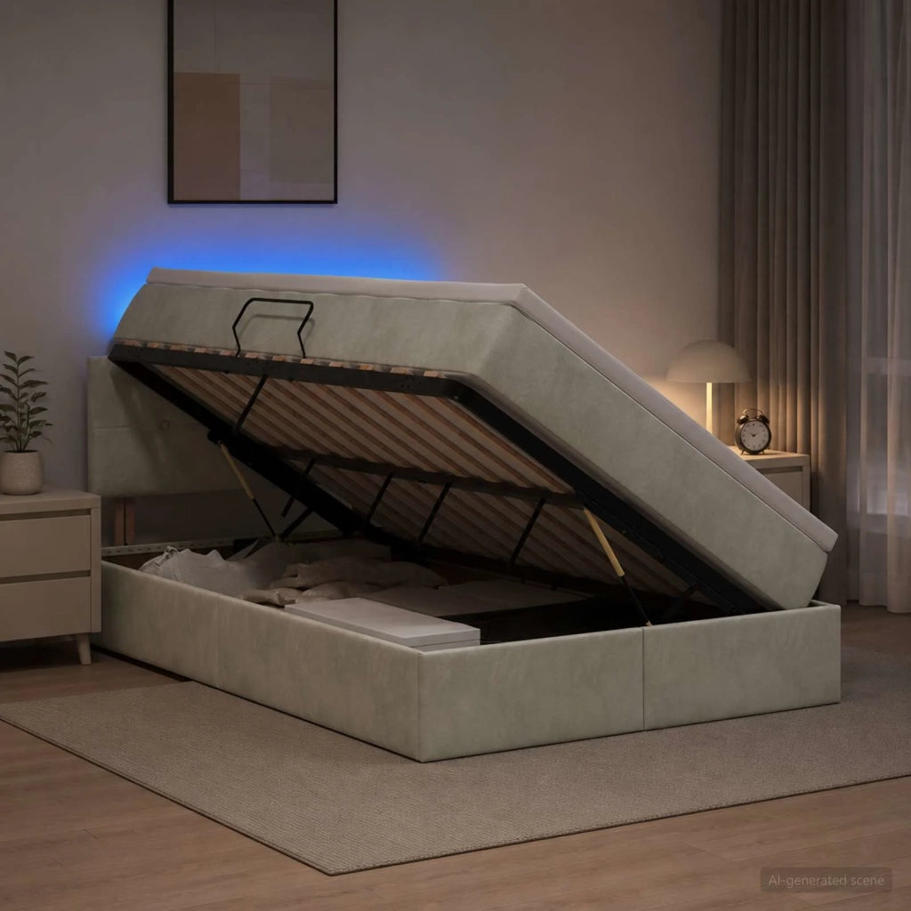 Letto con contenitore LED e materasso Grigio Chiaro 3459240
