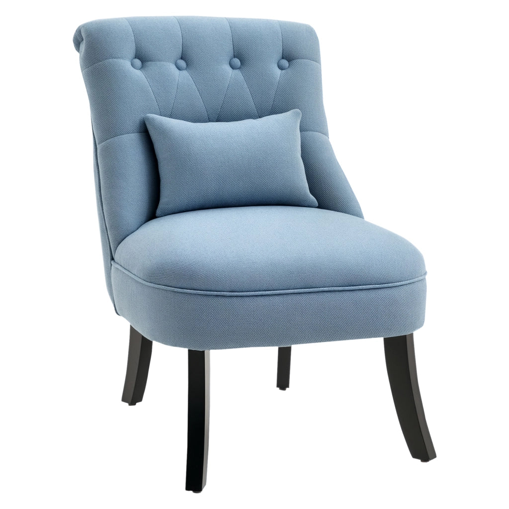 Poltrona Relax con Schienale e Cuscino ¨C Zephmum ¨C Blu, Legno, 88x102x95