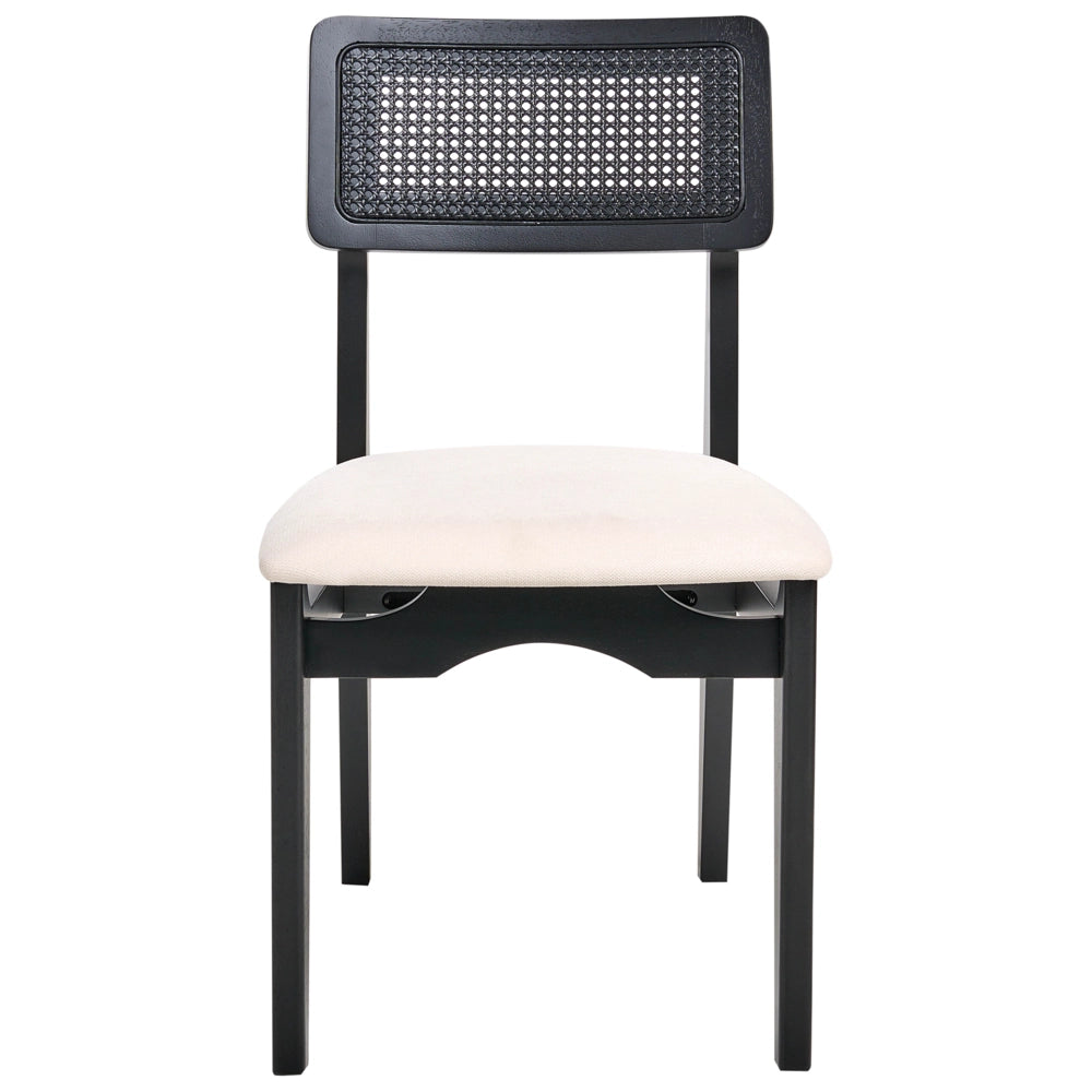 Set di 2 sedie da pranzo nere sedute imbottite nere sedute imbottite in poliestere struttura in legno laccata