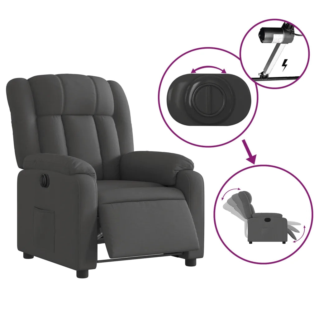 Poltrona | Sedia Relax Elettrica Reclinabile Grigio Scuro in Tessuto