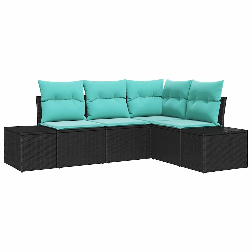 Set Divano da Giardino 4 pz Nero polyrattan 3347046