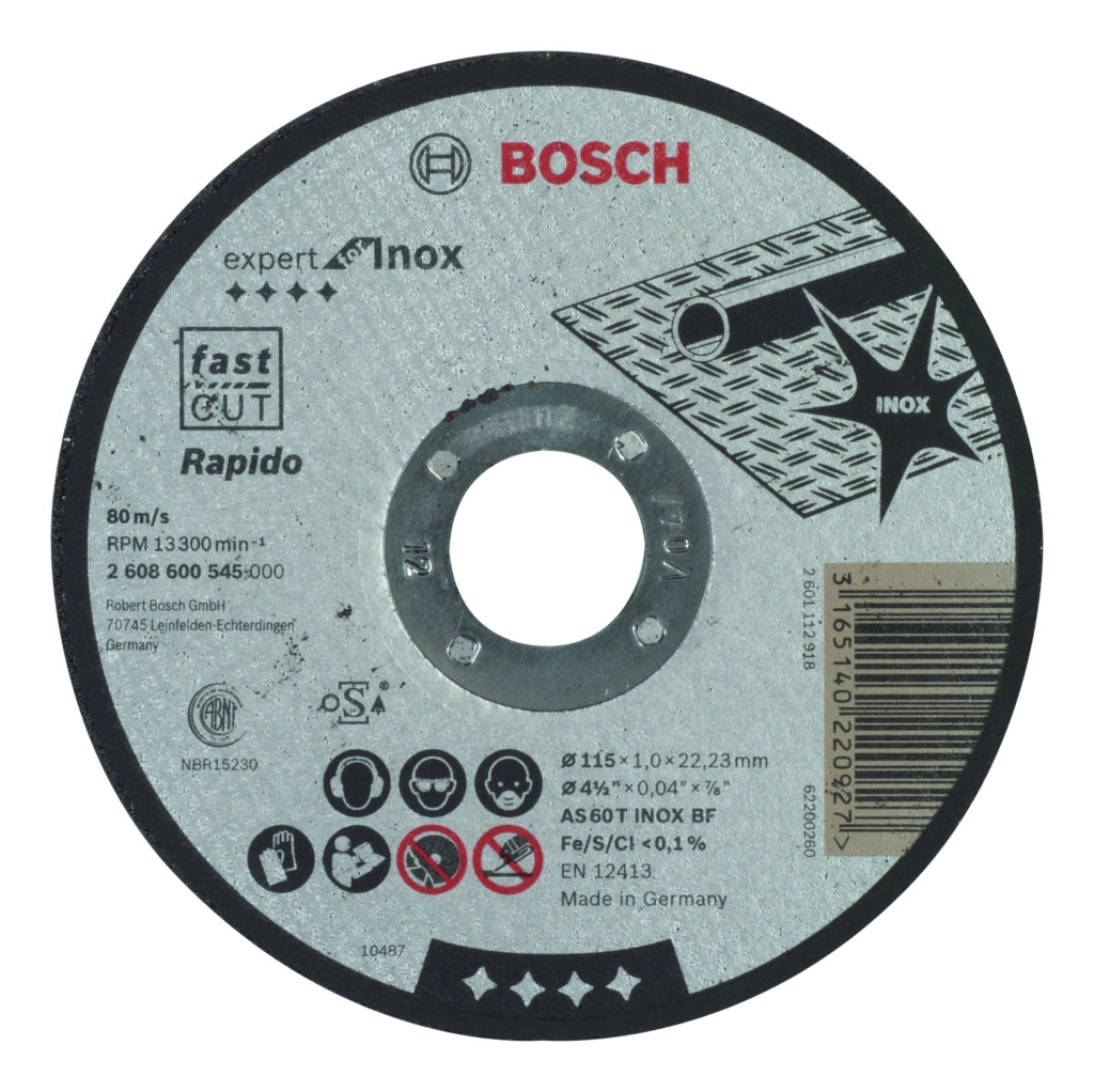 2608600545 - Mola da taglio diritta Expert for Inox – Rapido AS 60 T INOX BF, 115 mm, 1,0 mm