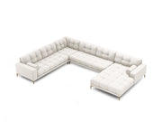 Cosmopolitan Design - Divano panoramico sinistro "Bali" 7 posti in tessuto strutturato beige chiaro 