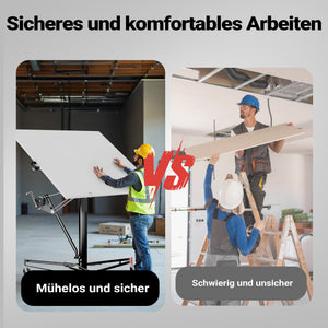 Sollevatore pannelli cartongesso con prolunga, max 68kg, Carrello Alzapannelli Alzalastre