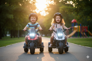 Moto Elettrica per Bambini 6V 3 Ruote con Suoni e Luci Rosso