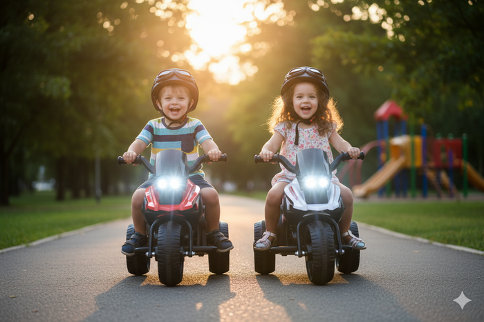 Moto Elettrica per Bambini 6V 3 Ruote con Suoni e Luci Rosso
