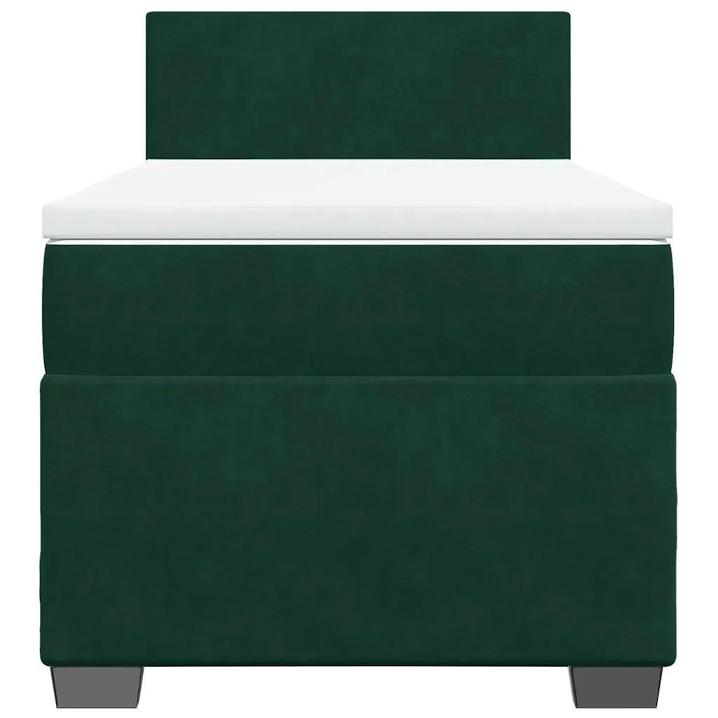 vidaXL Giroletto a Molle con Materasso Verde Scuro 90x190 cm Velluto