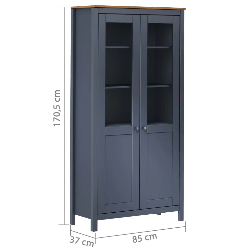 Hill 85 x 37 x 170,5 cm Legno massello di pino Grigio 02_0035676 Credenza a buffet Cassettiera Armadio Unità di stoccaggio Organizzatore per cucina Soggiorno