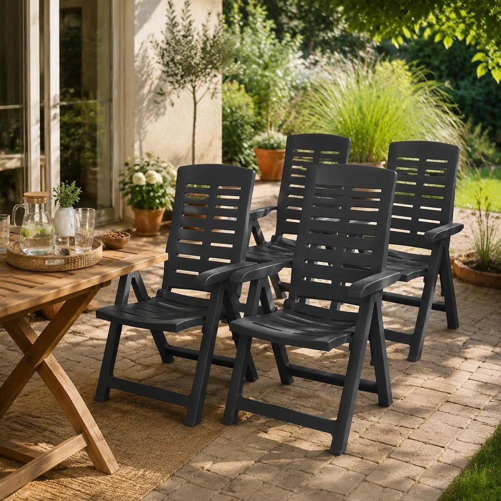 Garden Loungers, Set Of 4, Anthracite