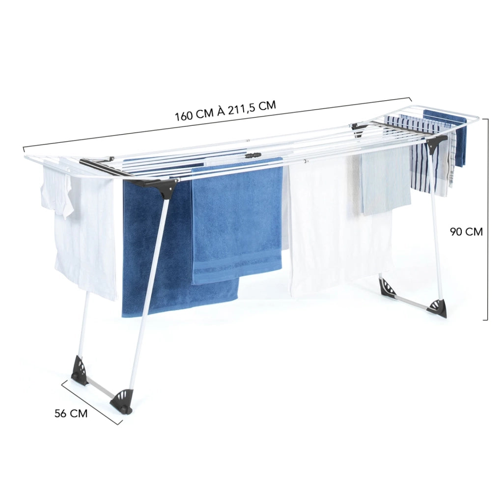 IDMarket - Stendibiancheria estensibile e pieghevole grgio e bianco 160 a 211,5 cm ULTRA