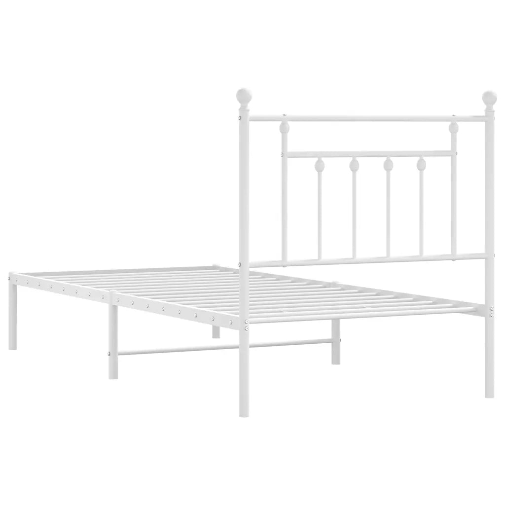 Giroletto con Testiera-Struttura Letto con testiera Metallo Bianco 90x200 cm 595038