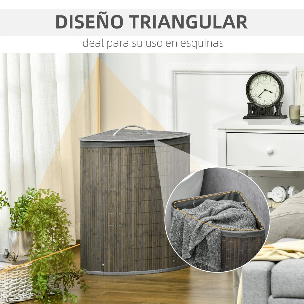 Cestino per Biancheria in Bamb¨´ ¨C Minimal ¨C Grigio 38x38x57 cm
