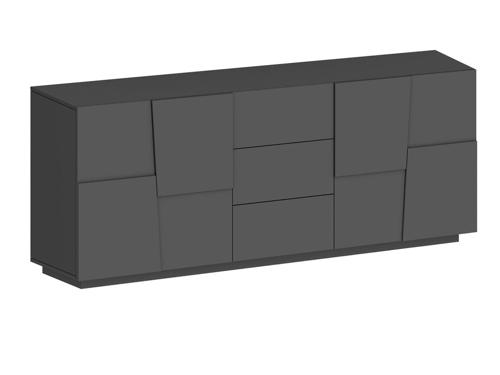 Credenza 4 Ante 3 Cassetti 220x44x86 cm Pongo 4A 3C Grigio Antracite Opaco