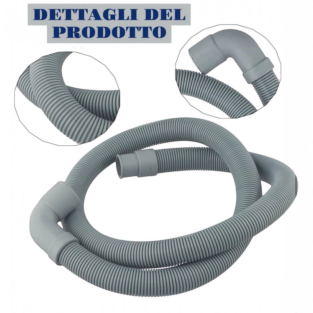 Tubo di Scarico per Lavatrice 150 cm in PVC – Flessibile Universale e Resistente per Elettrodomestici Art.59053